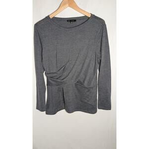 DG2 By Diane Gilman Womens Long Sleeve Gray Top Sz M Twist Front Detail